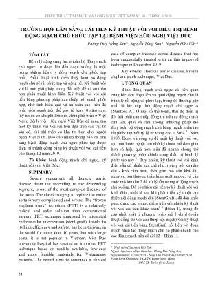 Trường hợp lâm sàng cải tiến kỹ thuật vòi voi điều trị bệnh động mạch chủ phức tạp tại Bệnh viện Hữu nghị Việt Đức