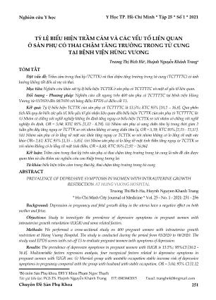 Tỷ lệ biểu hiện trầm cảm và các yếu tố liên quan ở sản phụ có thai chậm tăng trưởng trong tử cung tại Bệnh viện Hùng Vương