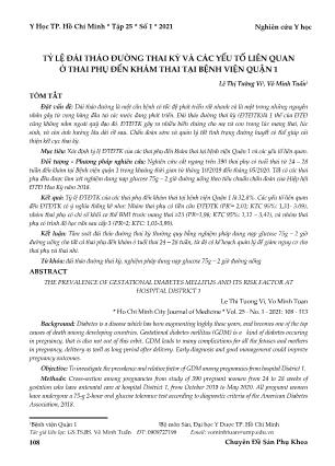 Tỷ lệ đái tháo đường thai kỳ và các yếu tố liên quan ở thai phụ đến khám thai tại Bệnh viện Quận 1