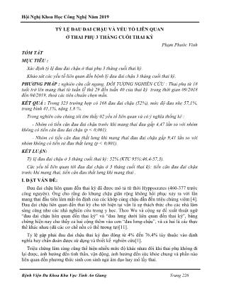 Tỷ lệ đau đai chậu và yếu tố liên quan ở thai phụ 3 tháng cuối thai kỳ