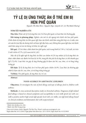 Tỷ lệ dị ứng thức ăn ở trẻ em bị hen phế quản