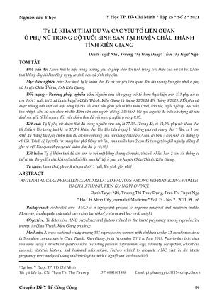 Tỷ lệ khám thai đủ và các yếu tố liên quan ở phụ nữ trong độ tuổi sinh sản tại huyện Châu Thành tỉnh Kiên Giang