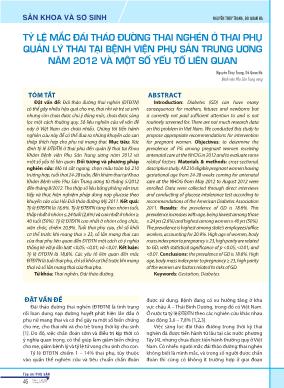 Tỷ lệ mắc đái tháo đường thai nghén ở thai phụ quản lý thai tại Bệnh viện Phụ sản Trung ương năm 2012 và một số yếu tố liên quan