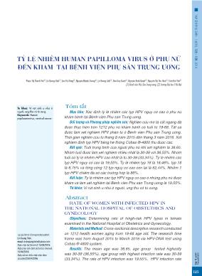 Tỷ lệ nhiễm human papilloma virus ở phụ nữ đến khám tại Bệnh viện Phụ sản Trung ương