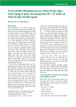 Tỷ lệ nhiễm Streptococcus nhóm B âm đạo - Trực tràng ở phụ nữ mang thai 35 - 37 tuần và một số yếu tố liên quan