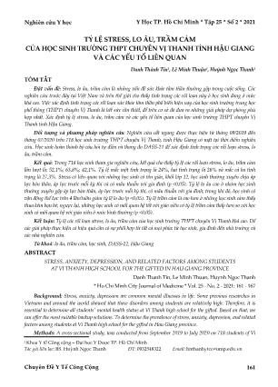 Tỷ lệ stress, lo âu, trầm cảm của học sinh trường THPT chuyên vị thanh tỉnh Hậu Giang và các yếu tố liên quan