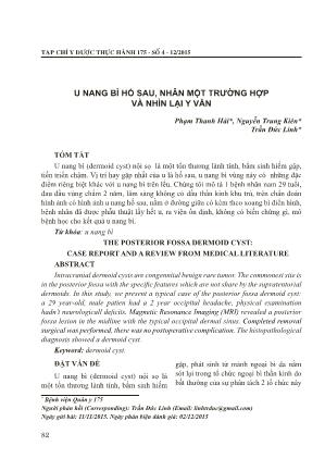 U nang bì hố sau, nhân một trường hợp và nhìn lại y văn