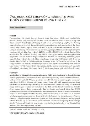 Ứng dụng của chụp cộng hưởng từ (MRI) tuyến vú trong bệnh lý ung thư vú
