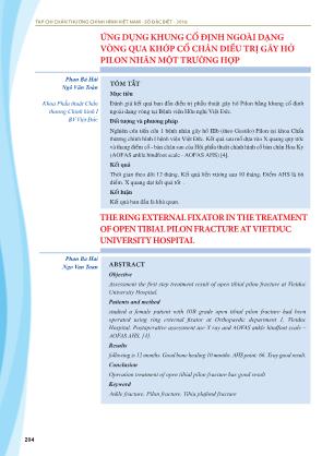 Ứng dụng khung cố định ngoài dạng vòng qua khớp cổ chân điều trị gãy hở pilon nhân một trường hợp