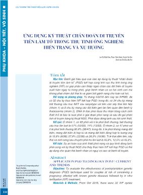 Ứng dụng kỹ thuật chẩn đoán di truyền tiền làm tổ trong thụ tinh ống nghiệm: hiện trạng và xu hướng