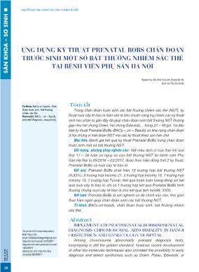 Ứng dụng kỹ thuật prenatal bobs chẩn đoán trước sinh một số bất thường nhiễm sắc thể tại Bệnh viện Phụ sản Hà Nội