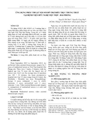 Ứng dụng phẫu thuật nội soi hỗ trợ điều trị u trung thất tại Bệnh viện Hữu Nghị Việt Tiệp - Hải Phõng