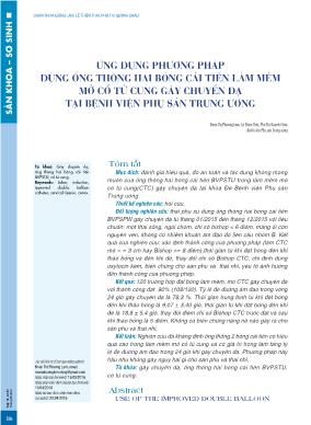Ứng dụng phương pháp dùng ống thông hai bóng cải tiến làm mềm mở cổ tử cung gây chuyển dạ tại Bệnh viện Phụ sản Trung ương