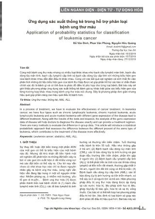 Ứng dụng sác xuất thống kê trong hỗ trợ phân loại bệnh ung thư máu
