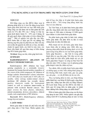 Ứng dụng sóng cao tần trong điều trị nhân giáp lành tính