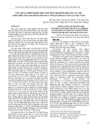 Ứng dụng thiết bị hỗ trợ tâm thất heartwarelàm cầu nối chờ ghép tim cho bệnh nhân suy tim giai đoạn cuối tại Việt Nam