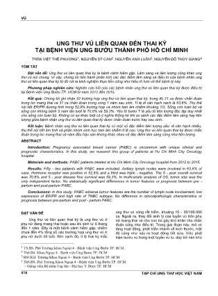 Ung thư vú liên quan đến thai kỳ tại Bệnh viện Ung Bướu thành phố Hồ Chí Minh