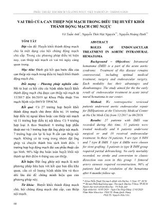 Vai trò của can thiệp nội mạch trong điều trị huyết khối thành động mạch chủ ngực