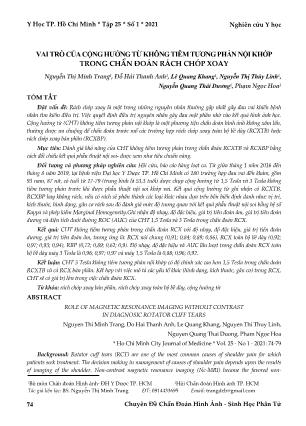 Vai trò của cộng hưởng từ không tiêm tương phản nội khớp trong chẩn đoán rách chóp xoay