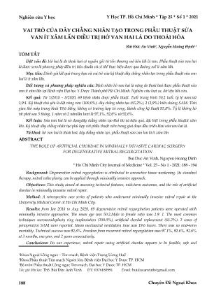 Vai trò của dây chằng nhân tạo trong phẫu thuật sửa van ít xâm lấn điều trị hở van hai lá do thoái hóa