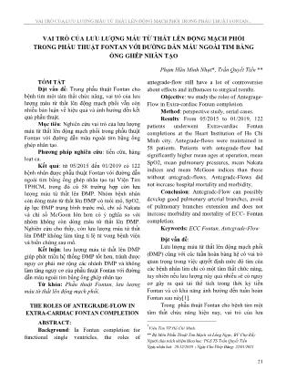 Vai trò của lưu lượng máu từ thất lên động mạch phổi trong phẫu thuật Fontan với đường dẫn máu ngoài tim bằng ống ghép nhân tạo
