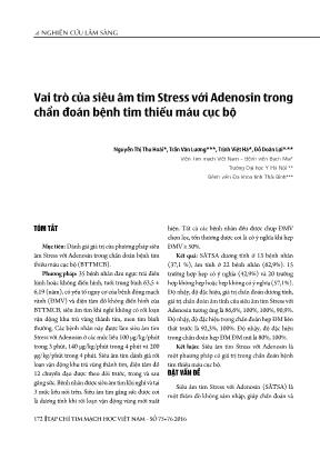 Vai trò của siêu âm tim Stress với Adenosin trong chẩn đoán bệnh tim thiếu máu cục bộ