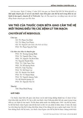 Vai trò của thuốc chẹn bêta giao cảm thế hệ mới trong điều trị các bệnh lý tim mạch: Chuyên đề về nebivolol