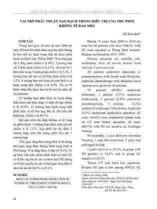 Vai trò phẫu thuật nạo hạch trong điều trị ung thư phổi không tế bào nhỏ