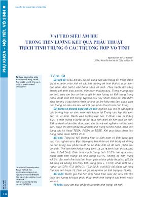 Vai trò siêu âm bìu trong tiên lượng kết quả phẫu thuật trích tinh trùng ở các trường hợp vô tinh