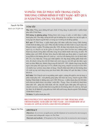 Vi phẫu thuật phục hồi trong chấn thương chỉnh hình ở Việt Nam - Kết quả 23 năm ứng dụng và phát triển