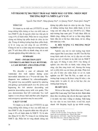 Vỡ thành tự do thất trái sau nhồi máu cơ tim - nhân một trường hợp và nhìn lại y văn