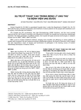 Xạ trị kỹ thuật cao trong bệnh lý ung thư tại bệnh viện ung bướu