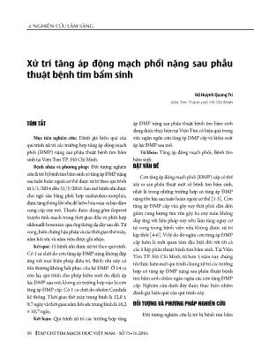 Xử trí tăng áp động mạch phổi nặng sau phẫu thuật bệnh tim bẩm sinh